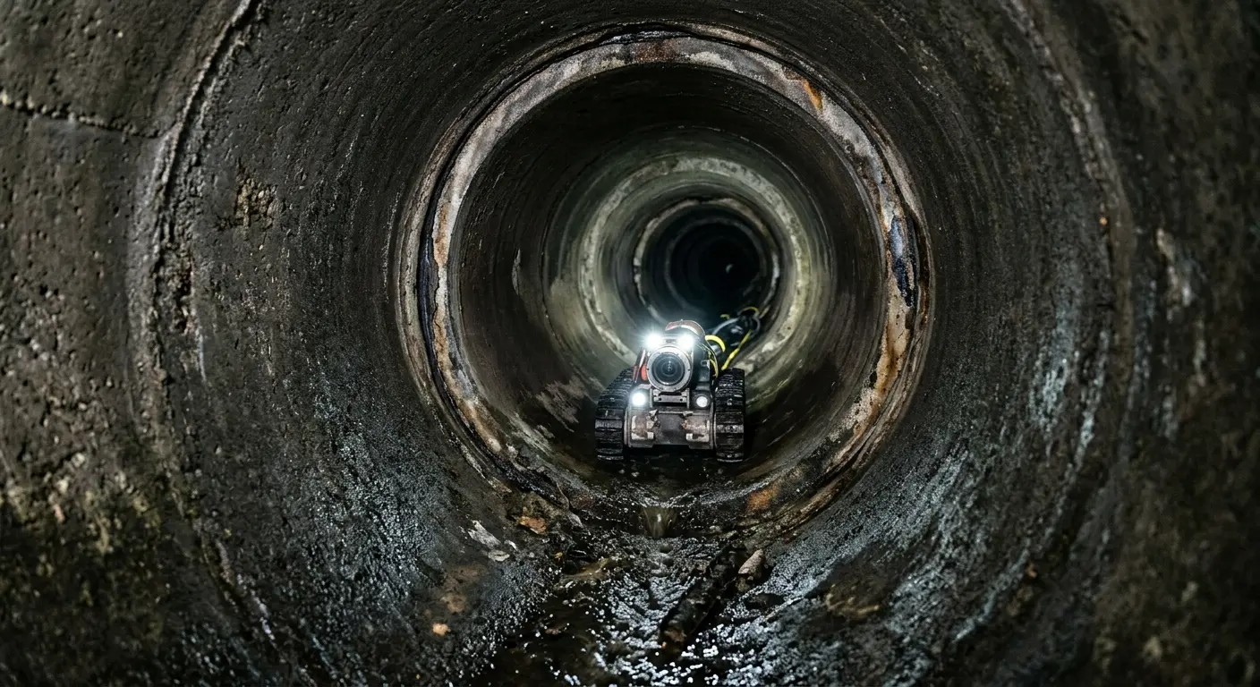 Robotic sewer camera inspecting pipe interior for Sewer Line Repair in North Bay Village